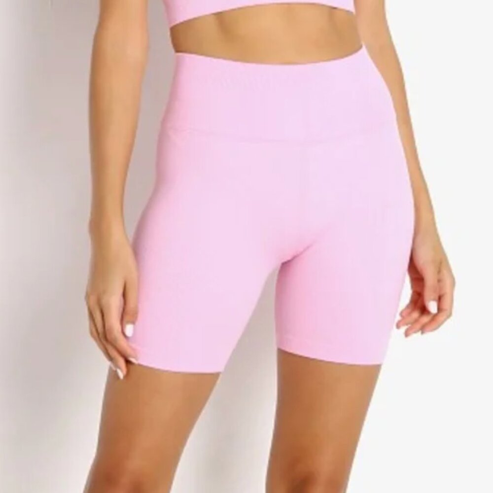 Spiritual Gangster Pink Ribbed Biker Shorts Size M